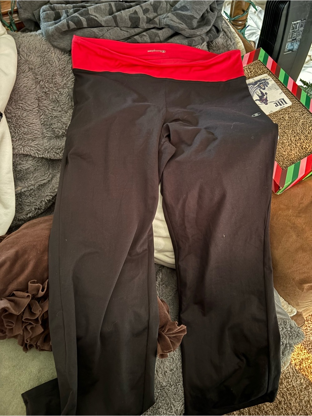 Champion Black Track Pants with Red Waistband